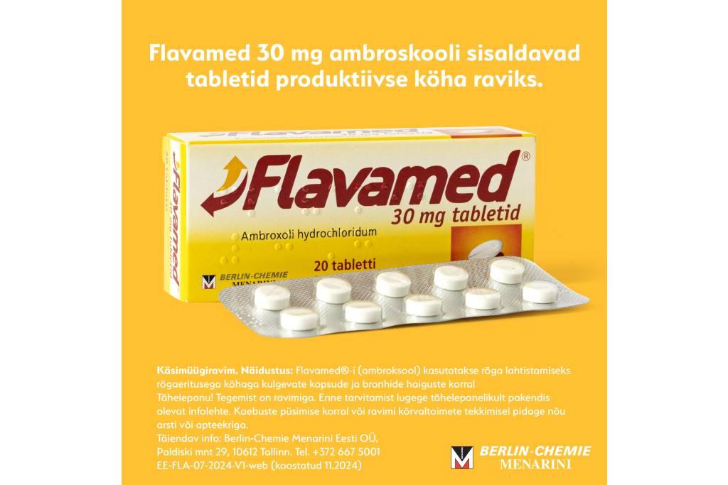 Flavamed® 30 mg (ambroksool) tablettide tootefoto